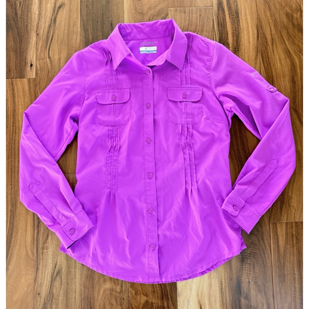 Columbia Sun Goddess II Shirt Womens S Pink Long Sleeve Hiking Fishing Pockets